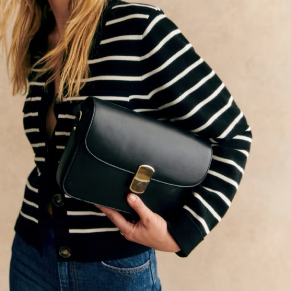 Sezane Milo Handbag in Smooth Black